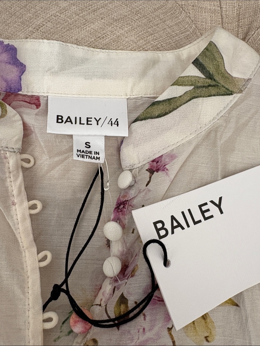 Bailey 44 White Sheer Floral Button-Front Blouse - Picture 2 of 6